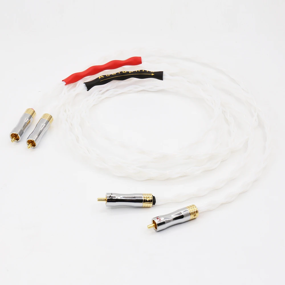 

Preffair Pure Silver cable Gold RCA 100% Purity Silver Interconnect Audio Cable HIFI Pure Silver RCA Cable Audiophile