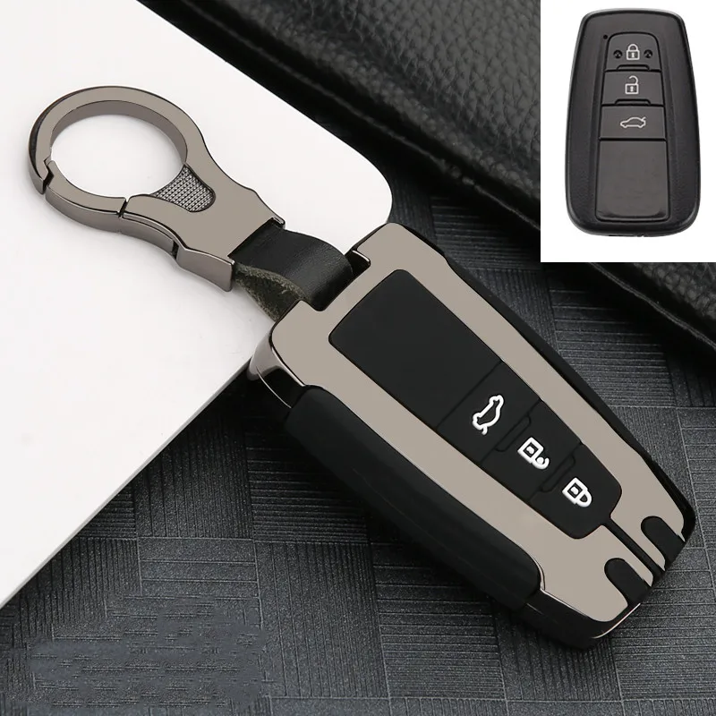 

Zinc Alloy car key case Full cover For Toyota Prius Camry Corolla C-HR CHR RAV4 Prado 2018 Car Accessories keychain Shell