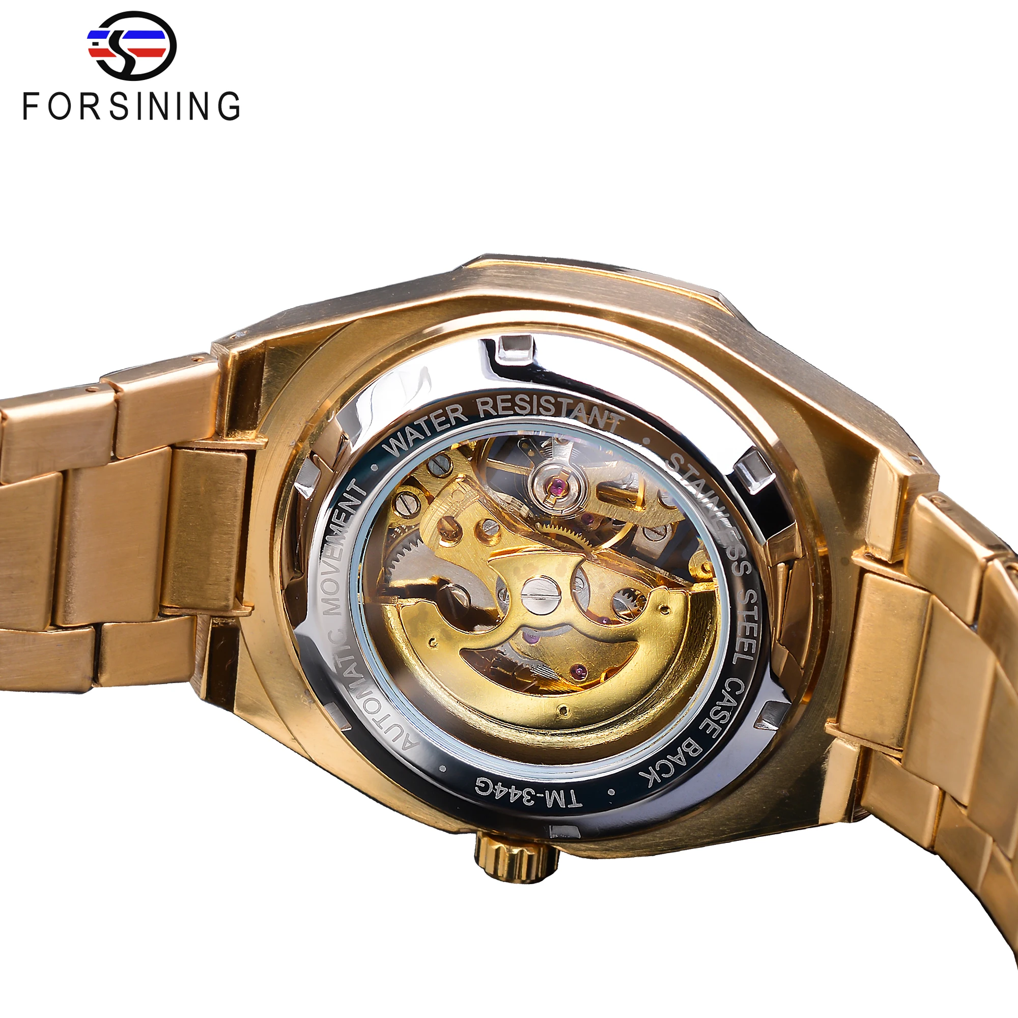 Forsining 2019 Gold Mechanical Automatic Watches For Men Skeleton Waterproof Clock Top Brand Luxury Luminous Hands Wristwatches