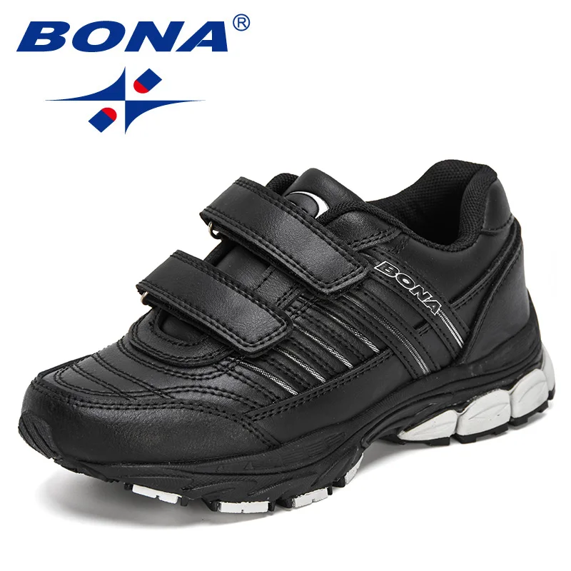 BONA 2023 New Designers Child Leather Sneakers Girls Sport Jogging Soft Flat Platform Casual Shoes Boys