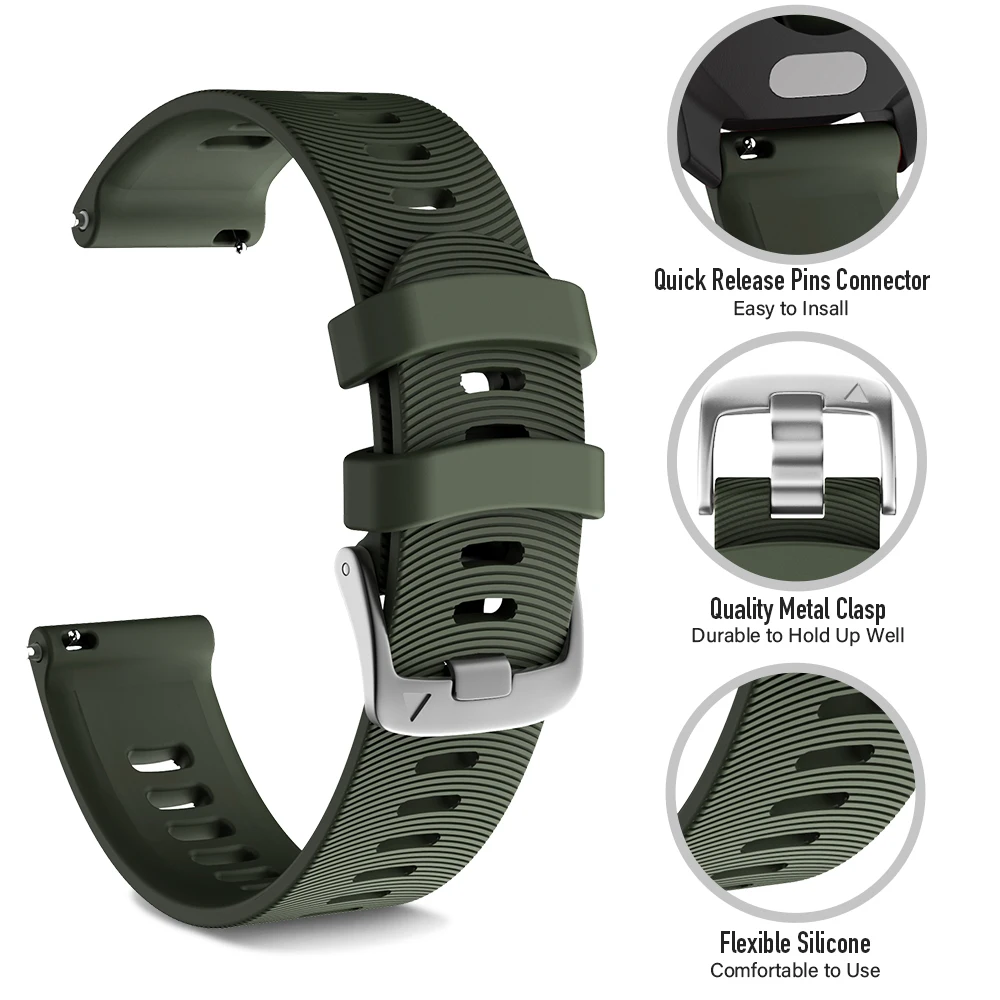 JKER 20mm Official Button WatchBands strap for Garmin Forerunner 245/245 M/645/Vivoactive 3/Venu/Venu SQ Bracelet