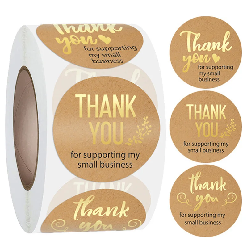 500Pcs Thank You Kraft Stickers Seal Label Thank You For Your Order Sticker Gift Box Paper Wrapping Party Christmas Decoration