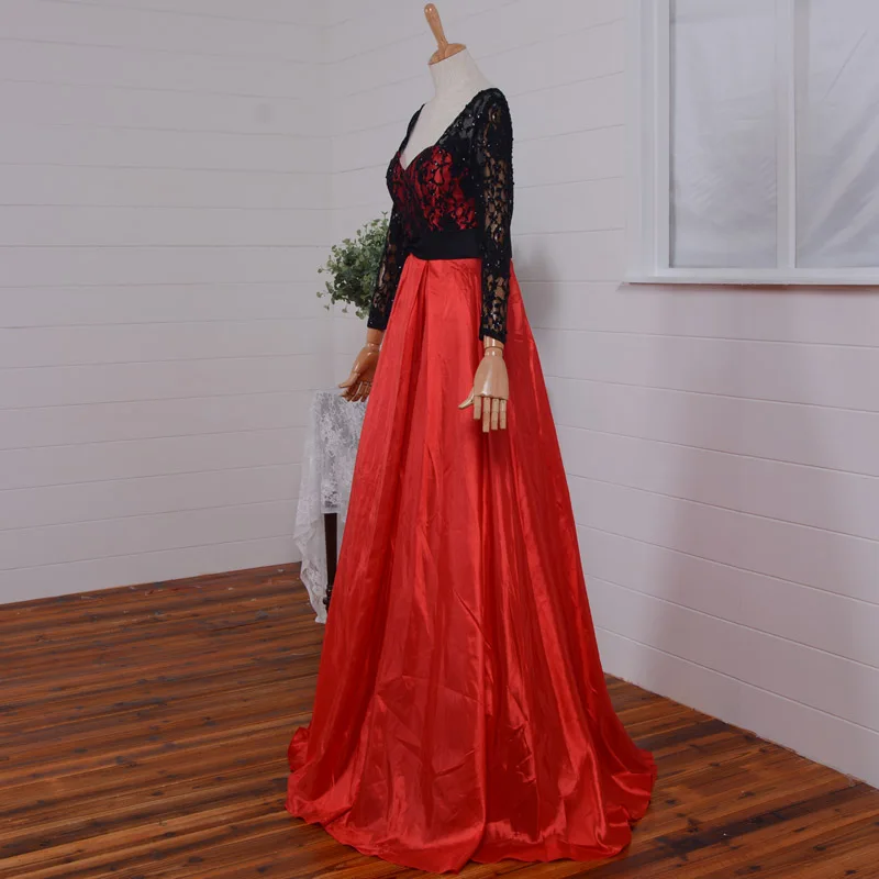 Vestido de fiesta para madre de la novia, vestido de fiesta con cuentas, línea A, Mangas de encaje en la espalda, Formal, de noche, 2018