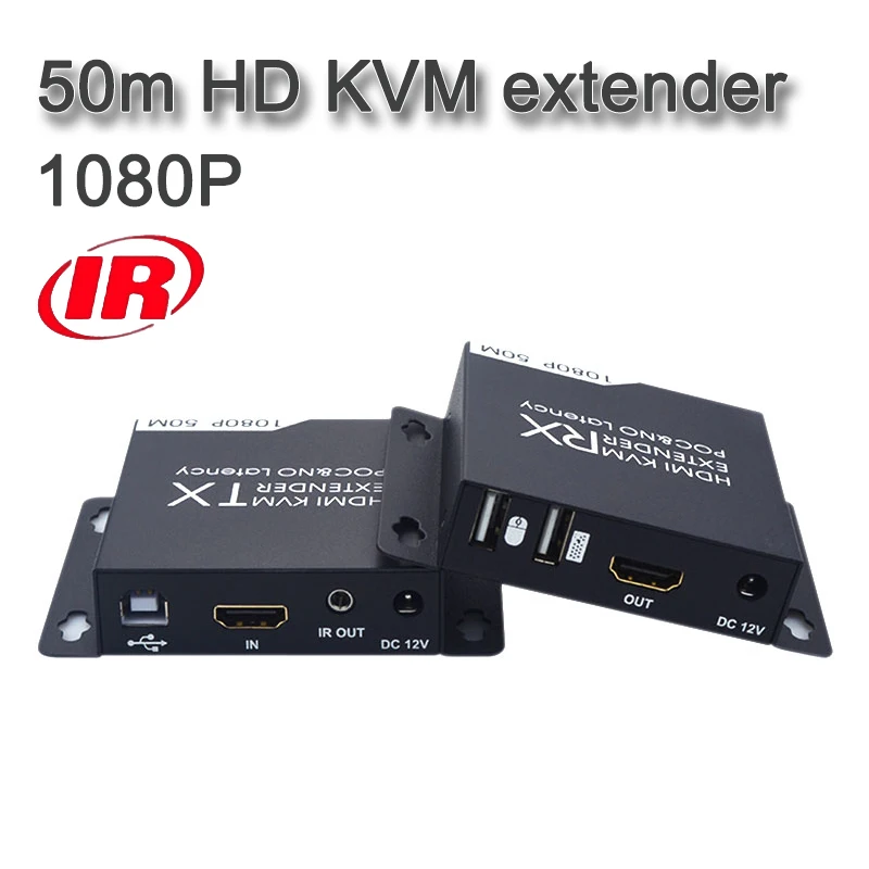 

HD KVM extender 1080P cat6/cat6A/cat7 Extend 50 meters IR control Support POC single-ended power supply lossless no delay DC 12V