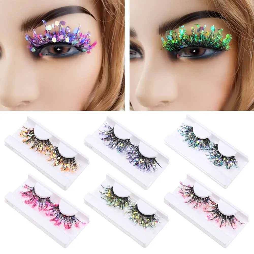 

Sequin Glitter Powder Color Luminous Makeup Supplies Fake Lashes 3D False Eyelashes Nude Makeup