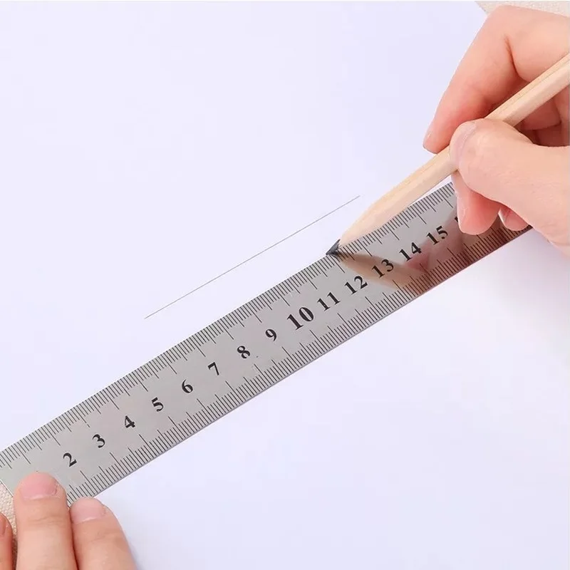 15-30 Cm Double Side Scale Stainless Steel Straight Ruler Measuring Tool for Students  School Stationery Kids Gift