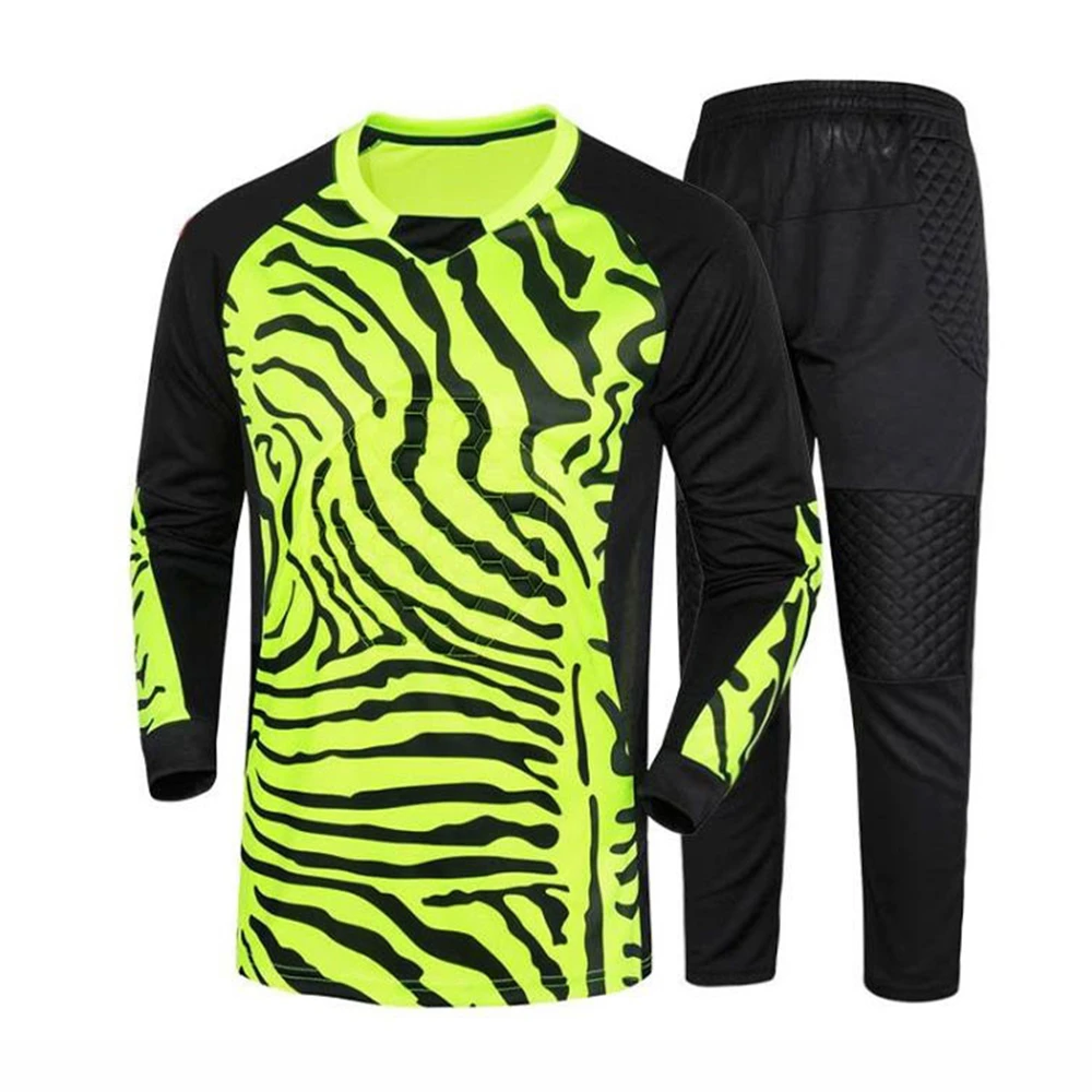 

Kids Adult Goalkeeper Soccer Jersey Set Child Men Goalie Football Uniform Sponge Protection Goaltender Shirt Pants Or Shorts