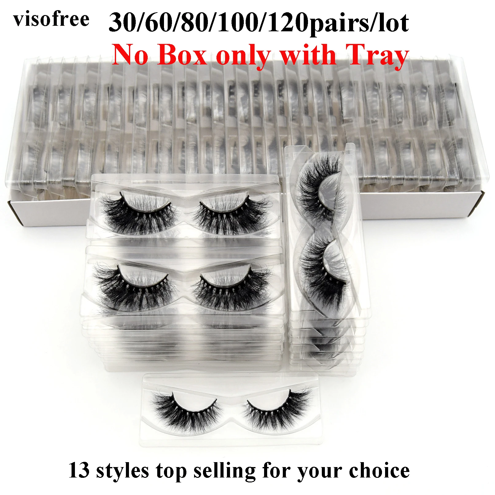 30/60/80/100 pairs Visofree Mink Eyelashes No Box Fluffy Natural False Eyelashes Long Cruelty Free 3D Mink Lashes Makeup Lashes