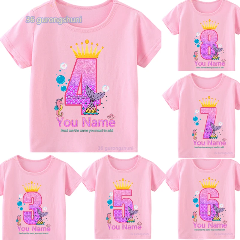 Kids T Shirt For girl Princess 5 6 7 9 10 th old Birthday T Shirts children T-shirts clothing Tops For Girls Clothes cute Kawaii