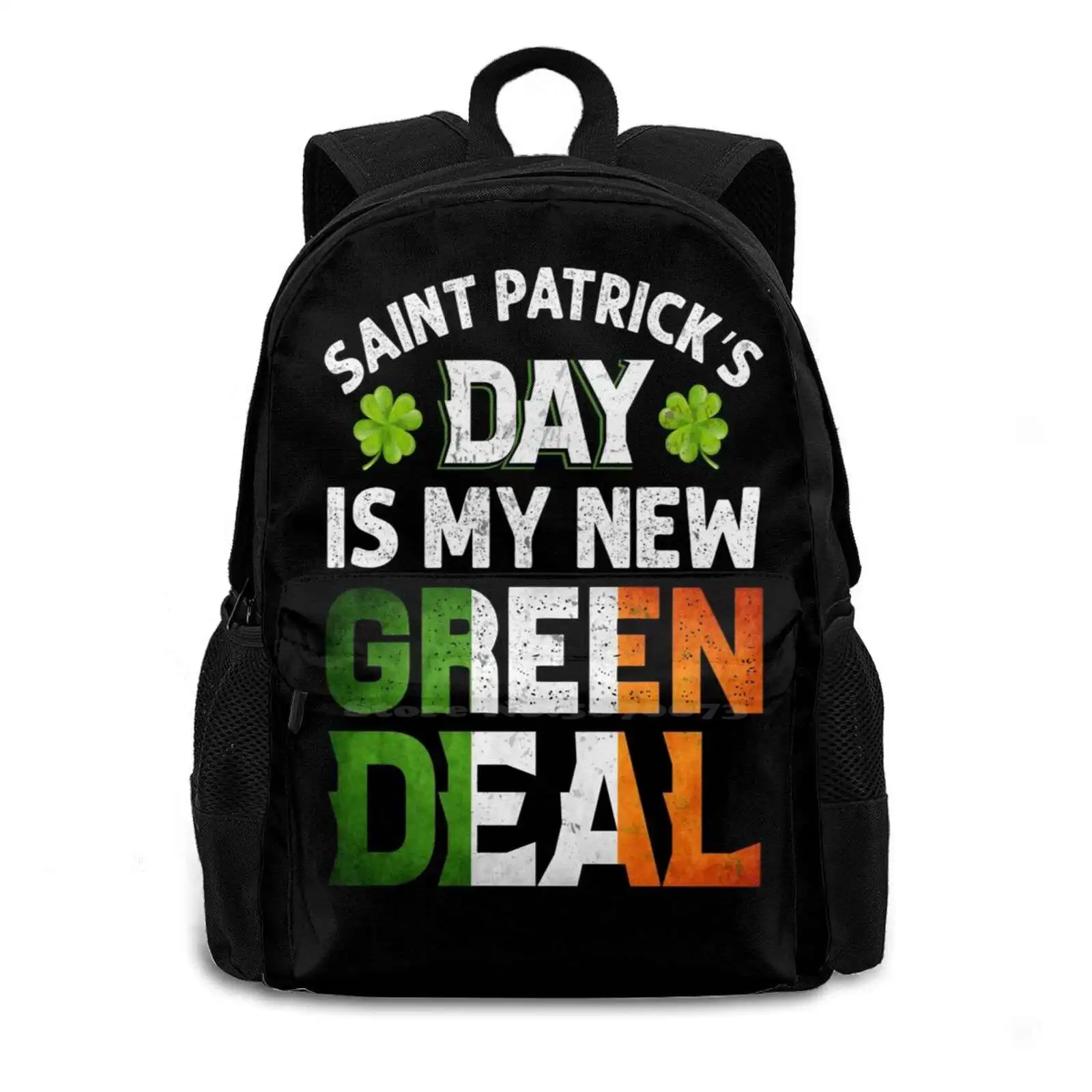 Happy Day Green Deal Patrick Day New Arrivals Unisex Bags Casual Bag Backpack Stay Ready Fighter Patrick Day Lucky Clover Love