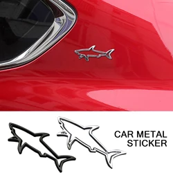 Autocollant de style de voiture en métal universel, insigne d'emblème de requin de poisson creux, décalcomanies automobiles, moto, ordinateur, accessoires de bouchon de carburant