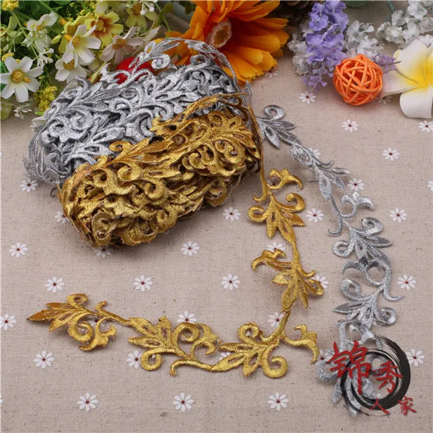 Multi-style clothing embroidery lace trim gold silver stage performance clothing diy applique appliqué fabric accessories