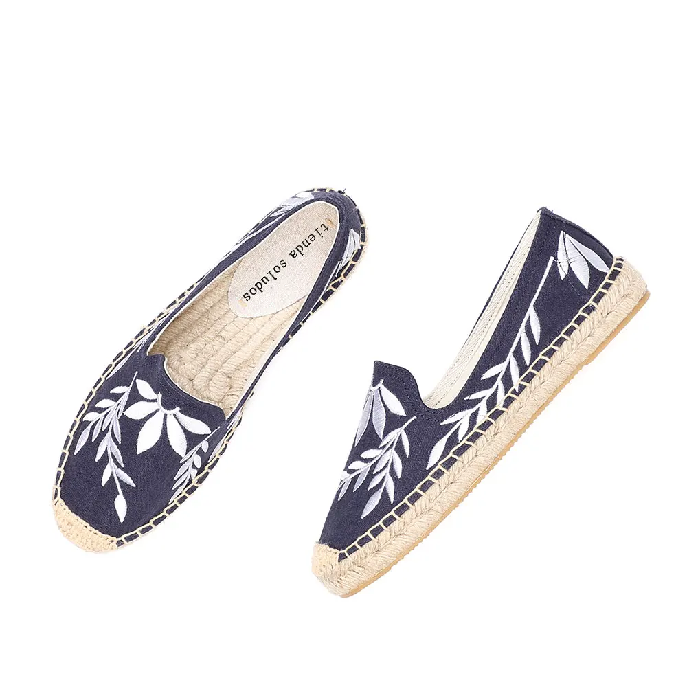 Floral Womens Espadrilles Shoes 2022 Real Time-limited Flat Platform Hemp Rubber Slip-on Zapatillas Mujer Casual Sapatos