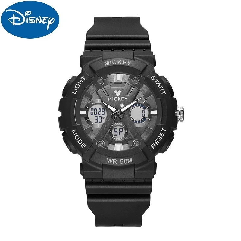 Disney Original Men Military Sport Dual Dispaly Micky Mouse 3D Stereo ABS Case Multi Function Stop Watch Alarm Clock Boy Unisex