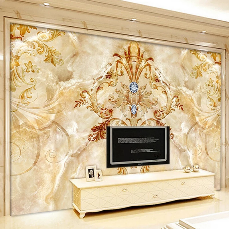 

Custom Any Size Photo Mural Wallpaper European Style Fashion 3D Stereo Sapphire Marble Fresco Living Room TV Home Decor Stickers