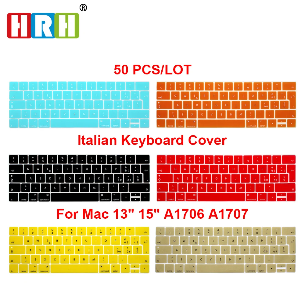 HRH Wholesale 50pcs EU Italian Silicone Keyboard Cover Skin For Mac Pro 13