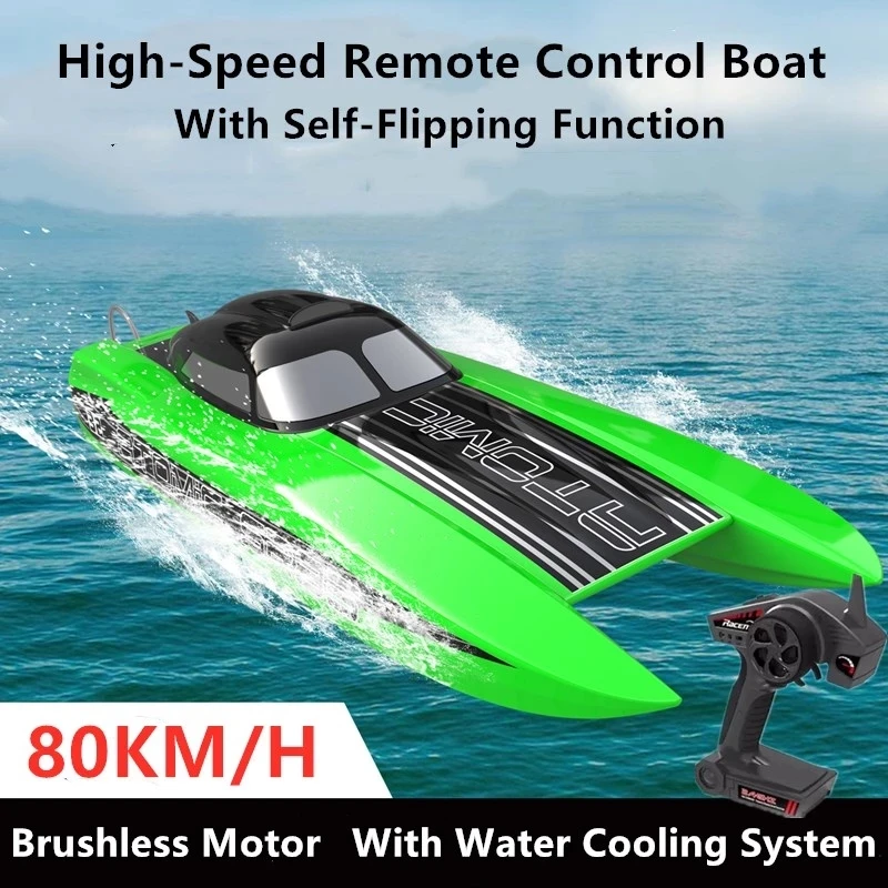 Professio 80KM/H Brushless Racing Boat With Super Flight Tips Waterproof Water Cooling System RC Speedboat 80cm Large  Speedboat