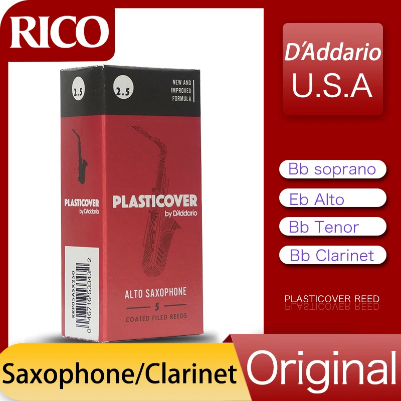 EE. UU. Original D\'Addario RICO Plasticover Bb soprano sax Eb saxofón alto Bb tenor sax reed Bb clarinete Cañas