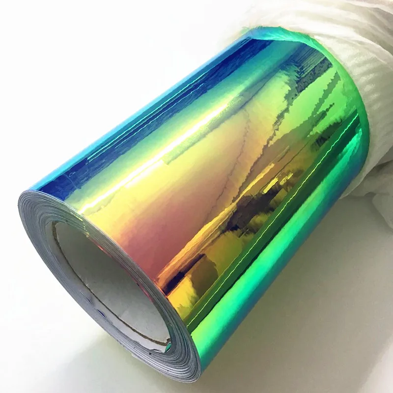 

Rainbow Mirror Film Holographic Film iridescence Chrome Blue Vinyl Car Wrap for Automotive Exterior Rainbow 1.37*20M/Roll