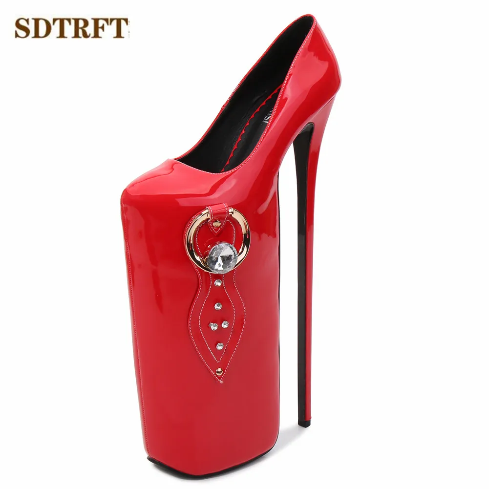 SDTRFT Uniform Stilettos platforms 30cm Ultra High Thin heels diamond shoes woman Crossdresser wedding pumps Big size: 35-45 46