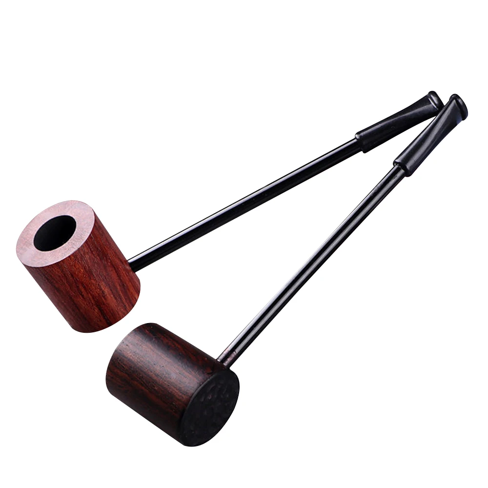 Ebony Solid Wood Tobacco Pipe Handmade Smoking Pipe Cigarette Holder Filter Wooden Smoke Pot Straight Pipe Cigarette Accessories