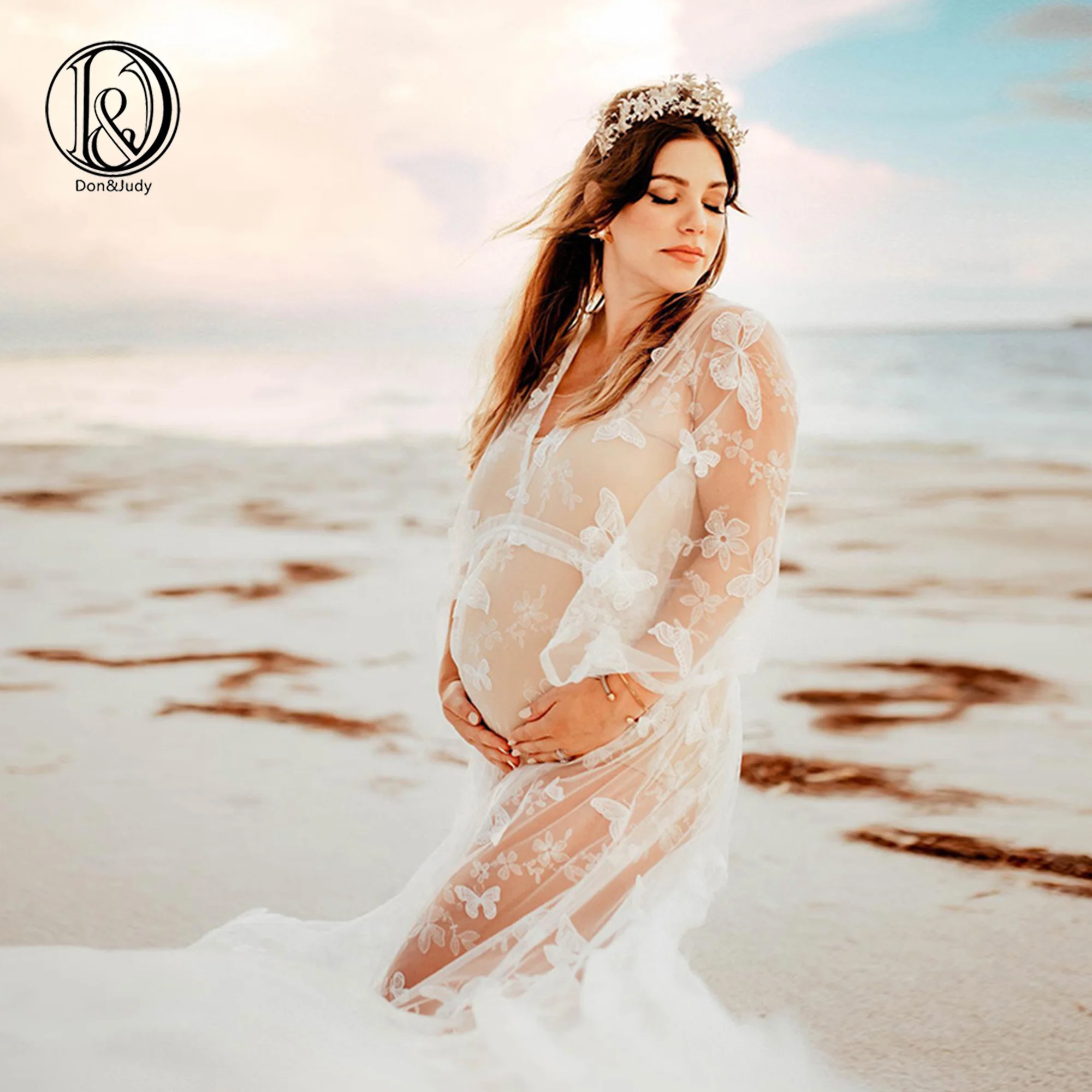 

Платье для беременных из тюля с вышивкой в виде бабочек Don & Judy, вечернее платье для выпускного вечерние, одежда для фотосессии