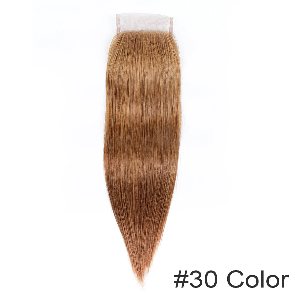 #30 Ash Blonde Honey Blonde Color 4x4 Lace Closure Free Part Swiss Lace Peruvian Remy Human Hair With Pre-Plucked Almac