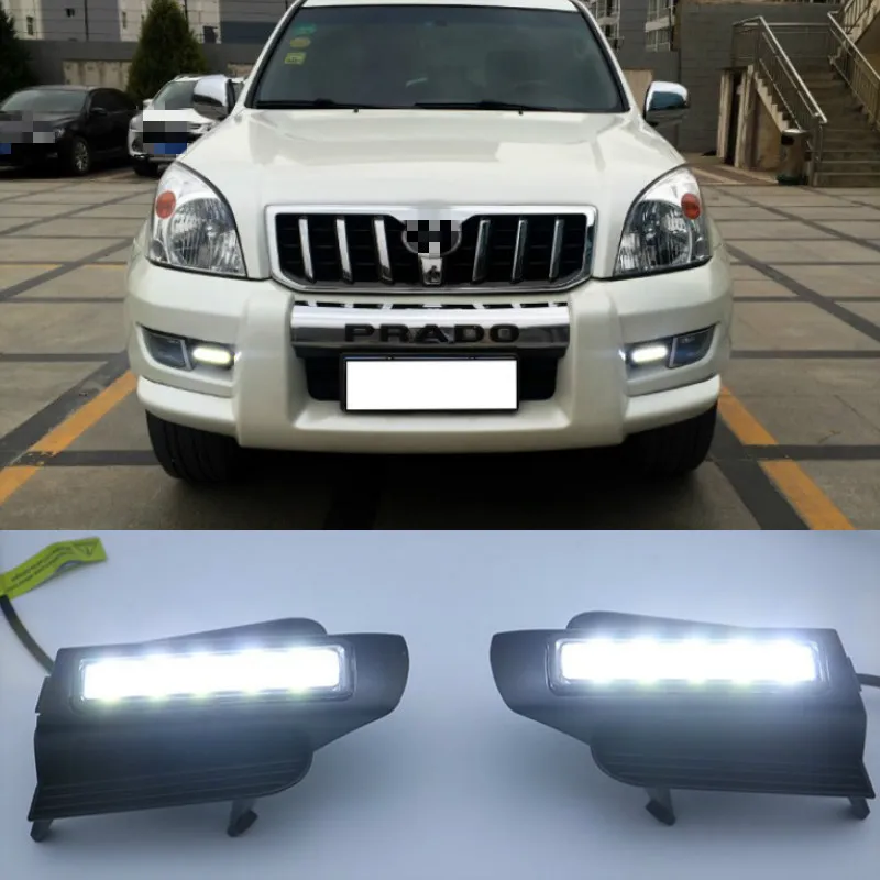 Car Led Drl for Toyota Prado 120 LC120 GRJ120 2002~2010 Daytime Running Light Front Bumper Driving Fog Lamp Daylight Headlight