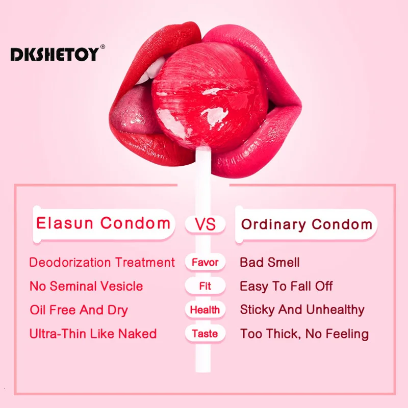 Elasun 10/12pcs Oral Sex Condoms Flavored Designed Blowjob Adult Supplies Ultra Thin Condoms Fruit No Oil Sex Toys For Couples