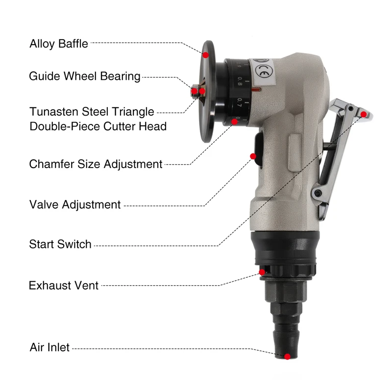 Portable Pneumatic Chamfering Machine Mini 45°Chamfer Tool  Mini Handheld Arc Air Beveling Machine for Trimming and Deburring