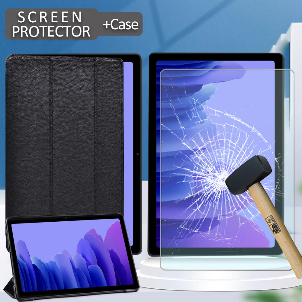 

For Samsung Galaxy Tab A7 10.4 2020 SM-T500 T505 Tablet Case, for Galaxy Tab A 10.1 2019 T510 T515 Case Cover + Screen Protector