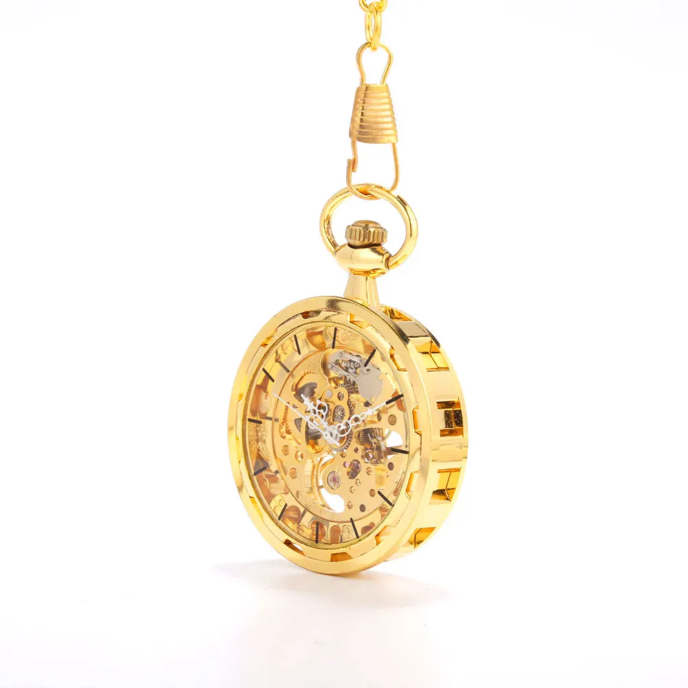 0  Golden retro wheel sub-scale Roman scale large pocket watch court creative gift value exquisite flip pocket watch