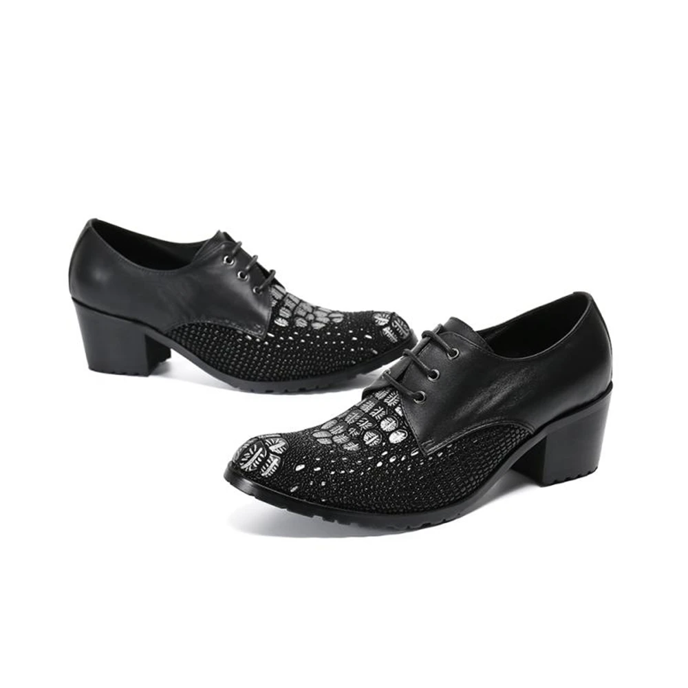 

Luxury Mens Oxford Shoes Round Toe Black Brogue Formal Dress Wedding Office Leather High Heels