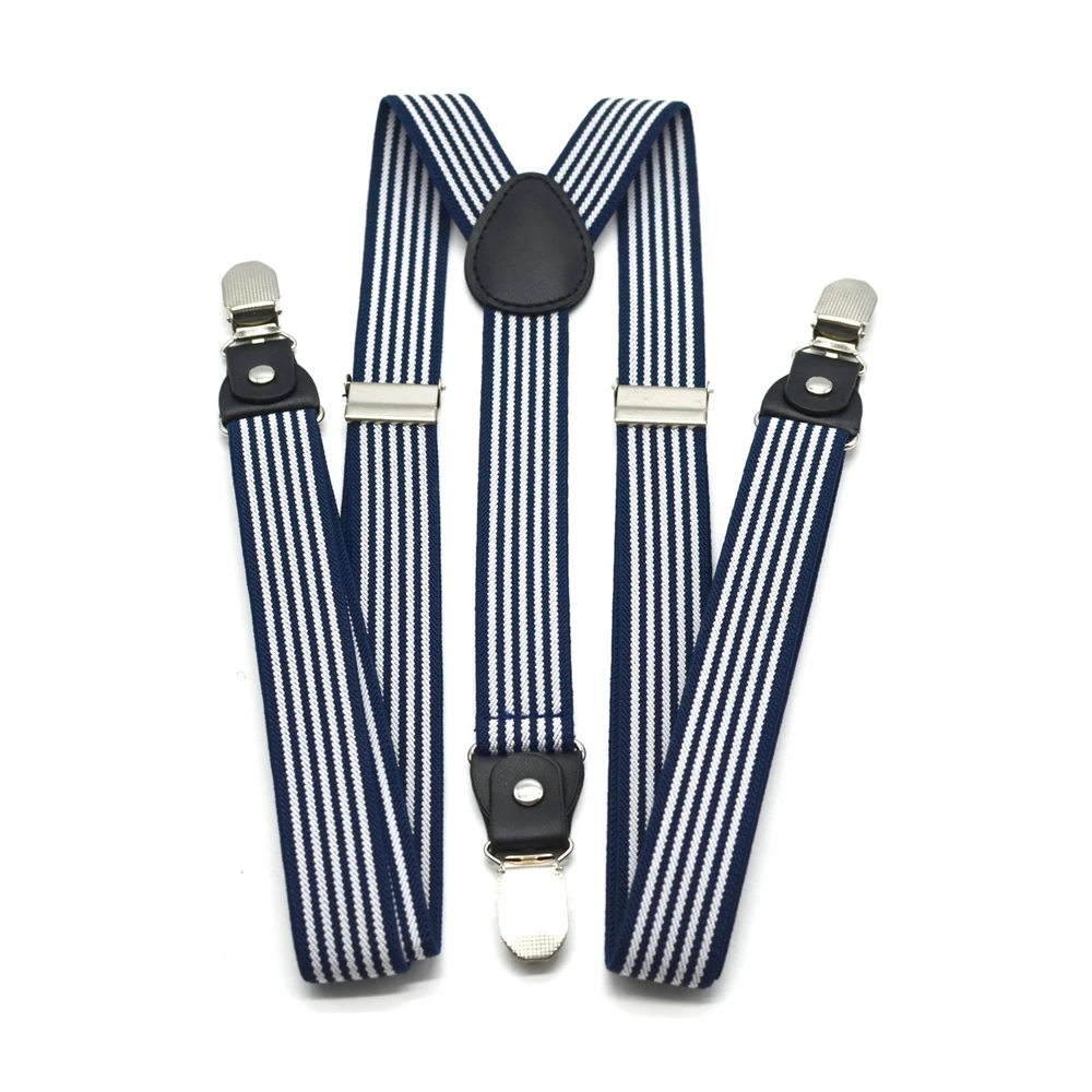 Mens Suspenders Bowtie Set Male Trouser Suspender Pants Navy White Striped British Vintage Wedding Shirt Braces for Men