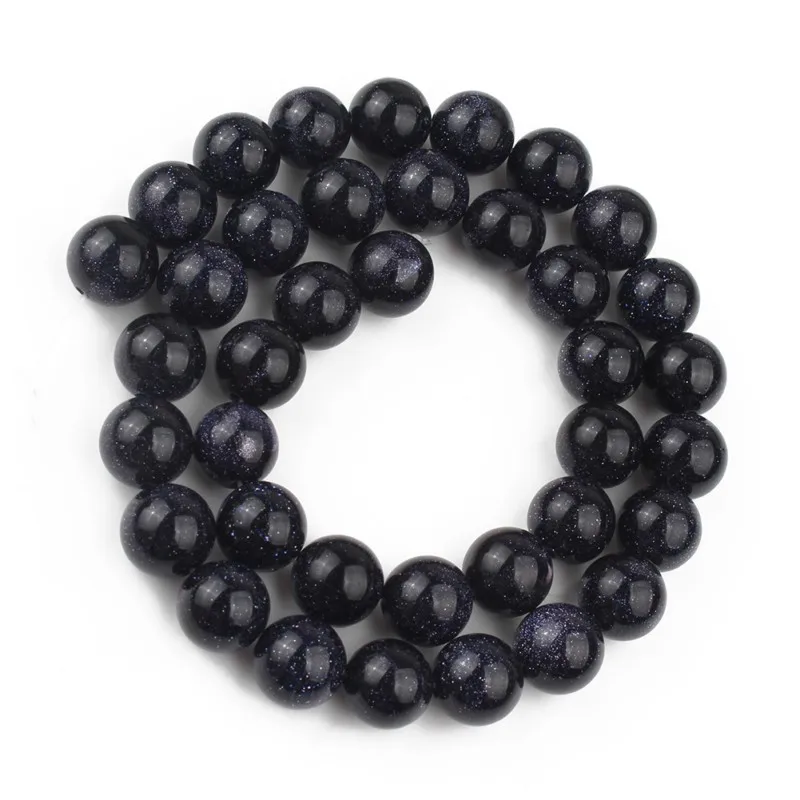 2/3/4/6/8/10/12mm Natural Dark Blue Sand stone Beads Loose Stone Round Loose Beads for DIY Accessories Jewellery Making 15\'\'