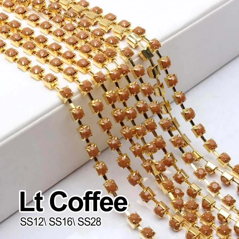 Hot sale Acrylic Rhinestone chain 17 Colors SS12/SS16/SS28 Gold Claw chains For DIY Sewing Clothes Accessories  free shipping