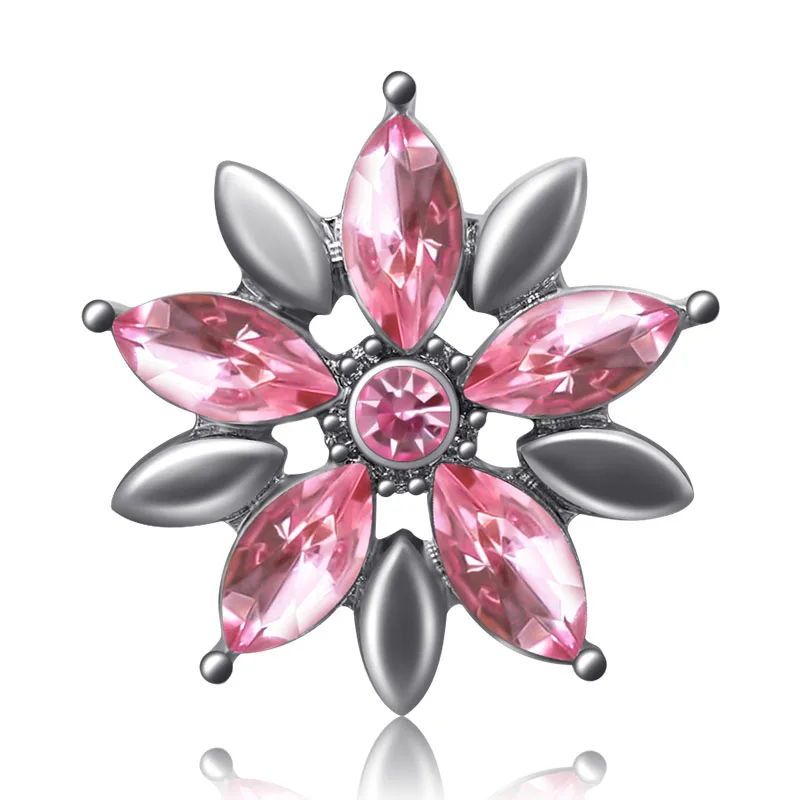 KZ3503 New Flower rhinestone Beauty 20MM snap buttons fit DIY 18MM snap bracelet snap jewelry Christmas Gift