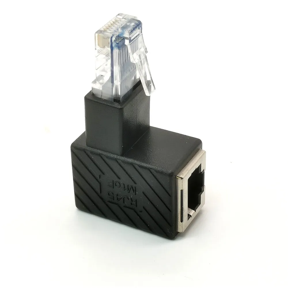 90 stopni 270 stopni w dół lewego prawego wielokątny RJ45 kot 5e 6e Cat7 męski na żeński Adapter sieć Ethernet Lan