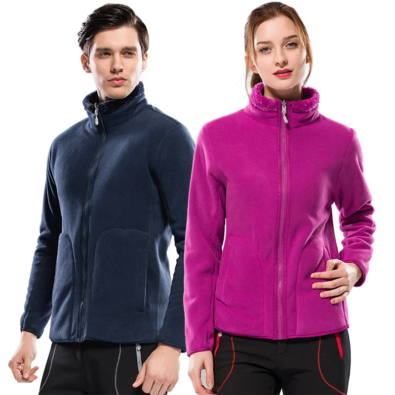 Outdoor Fleece Women's Men's COUPLE'S Polar Fleece Jacket Thick Plus Velvet Warm Double-Sided Coral Fleece