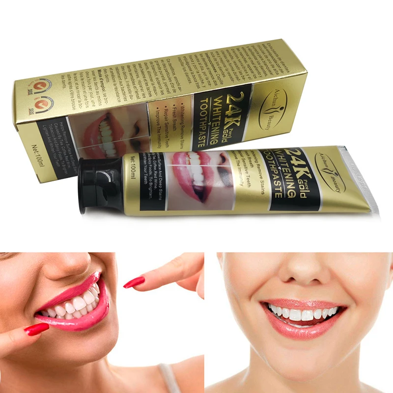 

Large Capacity 100g 24k Gold Toothpaste Dental Care Smoke Stains Breath Freshening Mouthguard Toothpaste Oral Cleaning Whitening