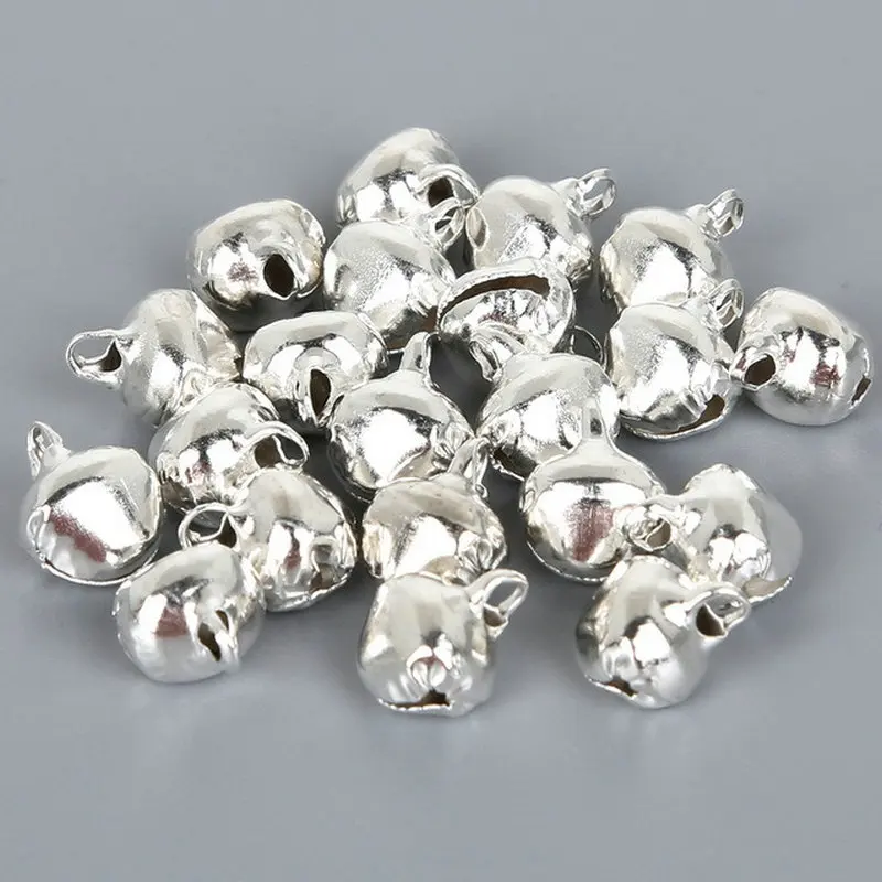 50PCS/LOT.6mm Silver jingle Bell DIY lacing bells Craft material Christmas ornament Xmas tree hanger OEM