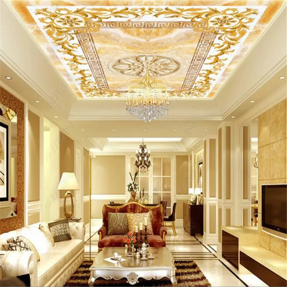 Milofi European pattern jade ceiling fresco background large wallpaper