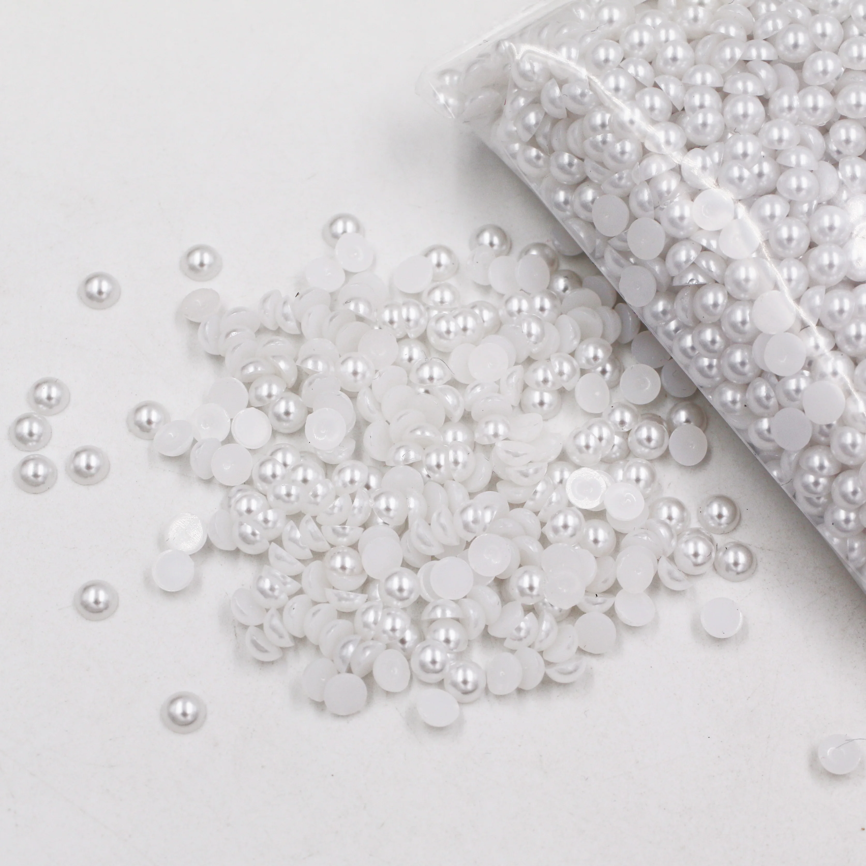 Wholesales 500g 2mm-16mm White Half Cut Plastic Pearl For  DIY Garment Accessories