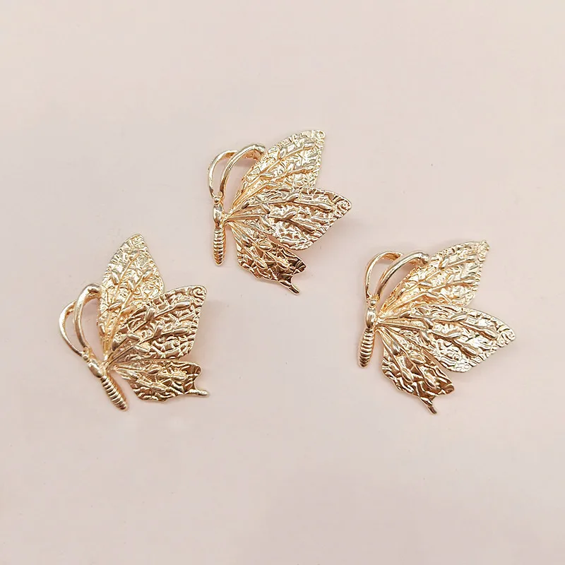 10 Pcs Alloy Golden Butterfly Buttons Set for DIY Handmade Jewelry Accessories - Hair Brooch Bag Shoes Box Mobile Phone Decorati