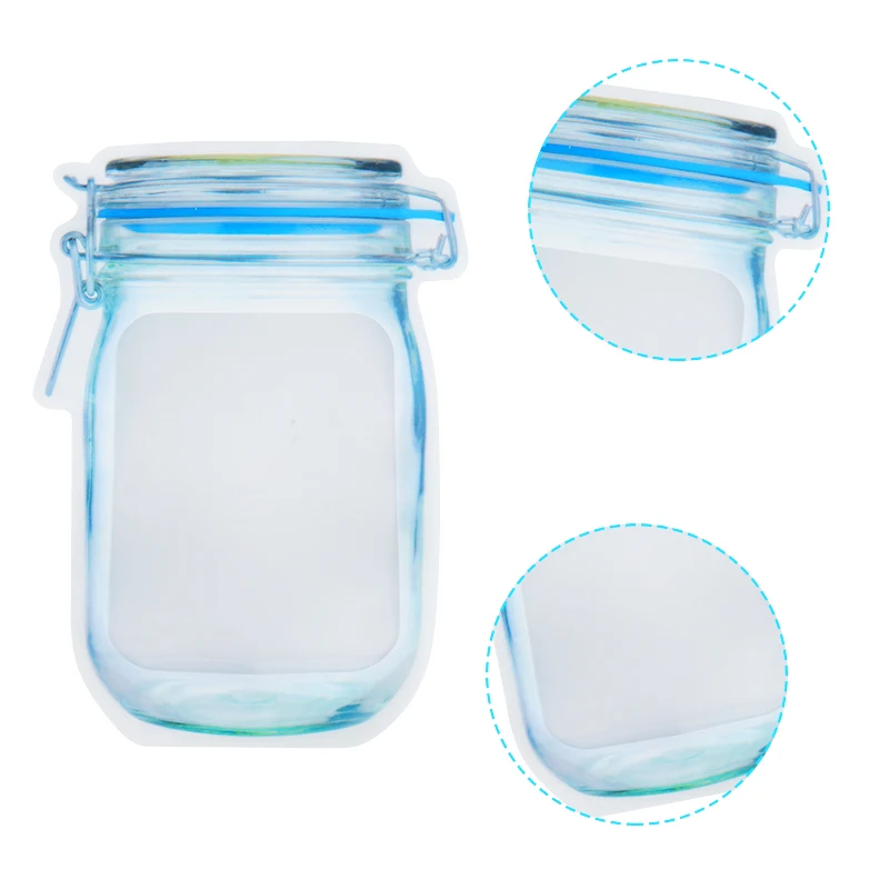 MEIDDING 5pcs Reusable Snack Bag Mobile Hermetic Freezer Bags Ziplock Bags Kitchen Food Travel Seal Pouch Candy Cookies Bags