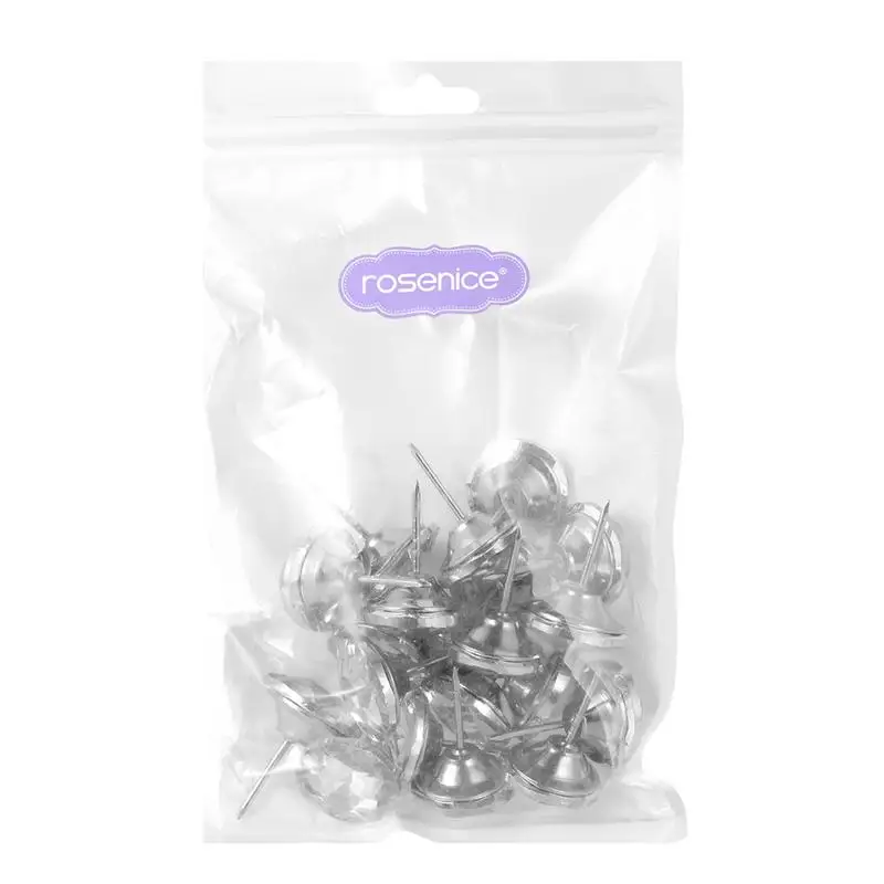 ROSENICE 20Pcs Crystal Button 25mm Diamond Crystal Upholstery Nails Tacks Sofa Headboard Sew Buttons Wall Decor (Silver)