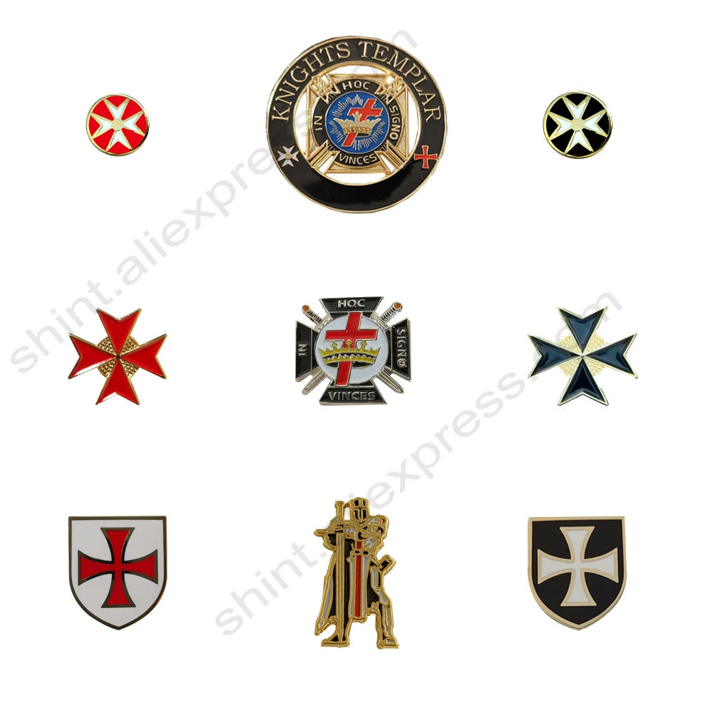 Masonic Lapel Pins Badge Mason Freemason knights templar crossed shield Commemorative Freemasonry hat  gentleman accessories