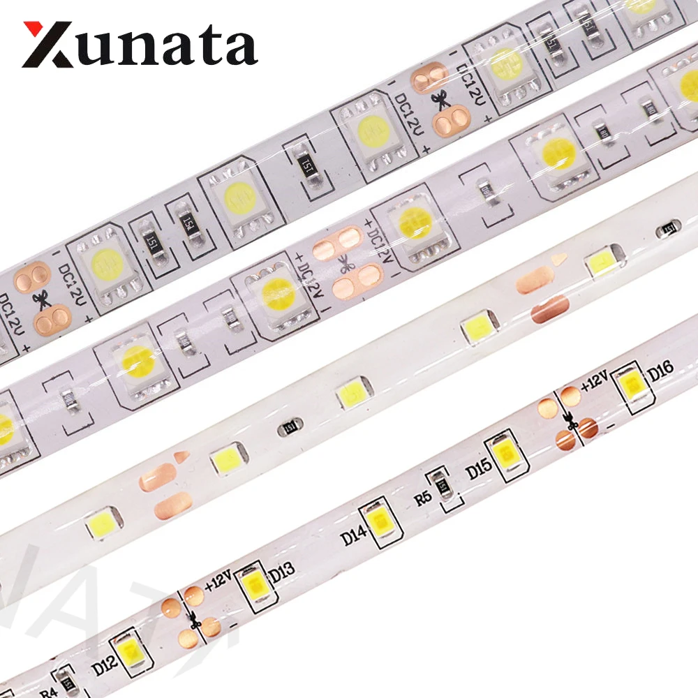 

Светодиодная лента 5050 RGB, Светодиодная лента 2835 RGB, 12 В постоянного тока, 60 светодиодов/м, водонепроницаемая светодиодная лампа для внутреннего украшения, кухонная гирлянда 5 м