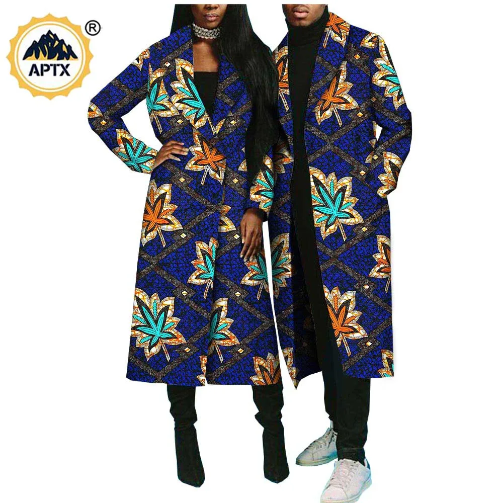 

African Clothes for Couples,Dashiki, Ankara Print, Long Jackets, Matching Men Outfits, Bazin Riche Trench Coat, Outwear, A18C003