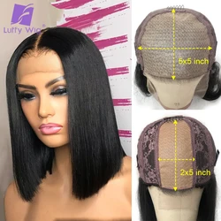 Silk Base Scalp 2x5 5x5 Lace Closure Wig Bob Human Hair Wigs Brazilian Lace Front Wig For Black Women Pre Plucked 150 180 LUFFY